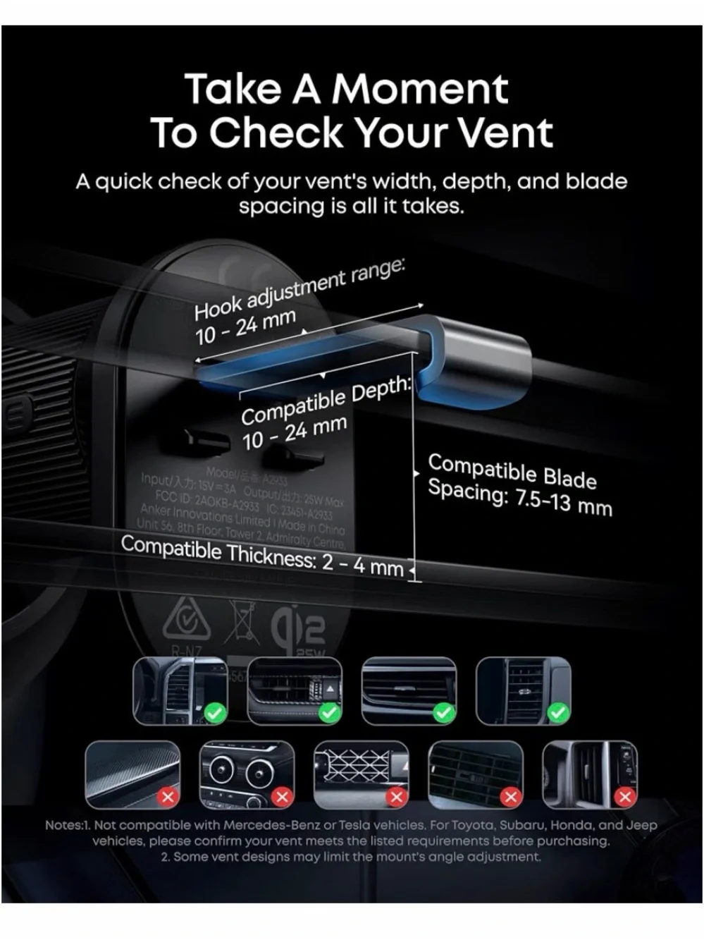 Anker Car Vent Mount with Blue Accent